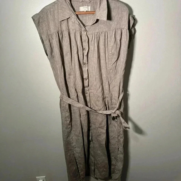 NWOT CREAM earthy  tone linen blend dress 42/XL - Picture 2 of 10